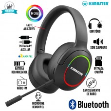 Headset Gamer Bluetooth RGB K25 Kimaster - Preto